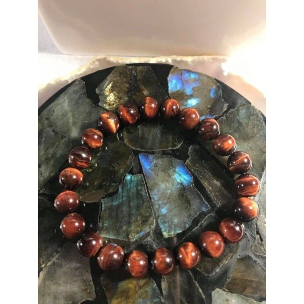 Red Tiger Eye Beaded Stretch Bracelet - Picture 3 of 3